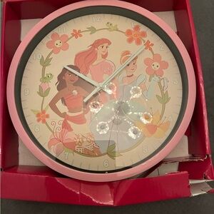 Disney Pink Princess Floral Wall Clock
